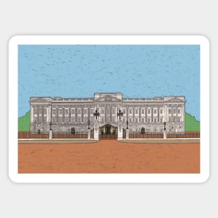 Buckingham Palace Coloured Pencil Illustration Sticker